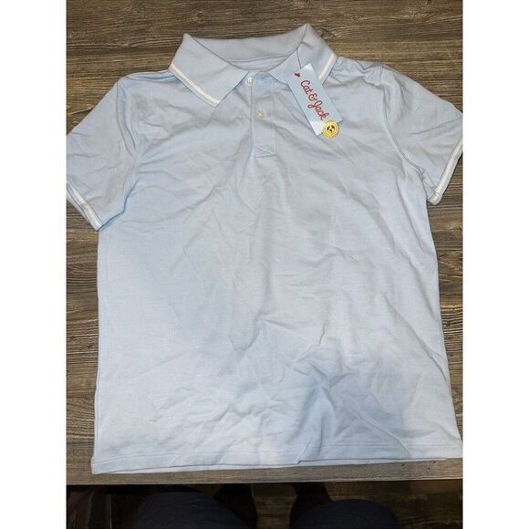 Boys' Short Sleeve Tipping Polo Shirt - Cat & Jack Light Blue Large. NWT. C - Picture 1 of 4
